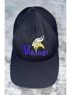 RARE Minnesota Vikings LIDS Wool Blend Fitted Hat X/XL Black Vintage